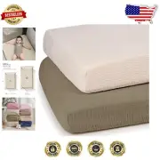 Breathable 100% Cotton Mini Crib Sheets - 2-Pack Olive & Cream for Safe Sleep