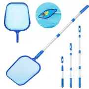 Pool Skimmer Net with Telescopic Pole, Heavy Duty Scoop Leaf Rake Swimming Po...