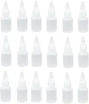 Plastic Small Squeeze Bottles 20 Pack Clear Empty Refillable Bottle Pointed Mouth Top Cap Sample Bottles for Liquid Cream Lotions Shampoo Glue Paint Art Crafts (30ml/1oz)