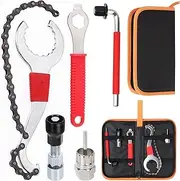 Swpeet 7Pcs Bicycle Repair Tool Assortment Kit, 3 in 1 Multi Bike Cassette Removal Tool with Chain Whip, Auxiliary Wrench, Bracket Removal, Crank Puller Tool, 16mm Spanner Perfect for Repair Bike
