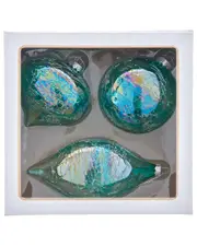 Kurt Adler Set Of 3 80mm Finial/Onion/Ball Ornaments