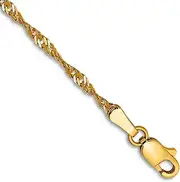 [JewelryWeb] 14k Yellow Gold Solid Polished 2.25mm Singapore Chain Anklet Lobster Claw-Anklet for Women and Men
