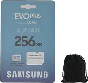 SAMSUNG EVO Plus w/SD Adapter Micro SDXC, Up-to 130MB/s, Expanded Storage for Gaming Devices, Android Tablets and Smart Phones, Memory Card, Micro SD Card W/Carrying Pouch (256, GB)