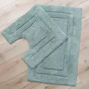 100% Cotton 2 Piece 2200GSM Renee Taylor Tufted Bath Mat Set Gray Mist