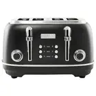 Haden Heritage 4 Slice Wide Slot Stainless Steel Toaster, Black & Chrome