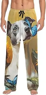 [PDZRMY] Whippet Dog Sunflower Cute Pajama Pants for Men Men's Separate Bottoms, Lounge Pants with Pockets S