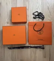 (2) Hermes Empty Boxes , (2) Hermes Ribbons, 1 shopping bag