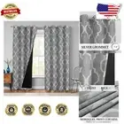 Elegant 84'' Grommet Blackout Curtains - Moroccan Geo Design - Set of 2 Panels