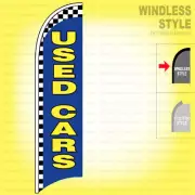 USED CARS - Windless Swooper Flag 2.5x11.5 ft Feather Banner Sign checkered bb