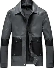 [Zylphorix] Men's Leather Coat, Stylish Design with Multiple Pockets, Lightweight and Versatile, Ideal for Casual Outfits, Black
