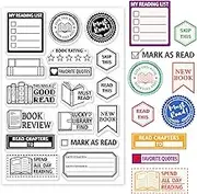 GLOBLELAND Book Reading Label, Transparent Stamps, Mini Art Label, Silicone, Transparent Stamps, Reading Seal for DIY, Scrapbooking, Diaries, Decorative Cards, Photo Albums Making