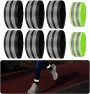 8Pcs Reflective Straps, High Visibility Armbands, Reflective Wrist Strap Running Safety Gear High Vis Straps, Elasticated Ankle Bands Reflective Bands for Jogging Walking Cycling Outdoor Safety