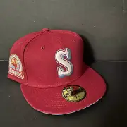 NEW New Era 7 1/2 Seattle Mariners Maroon Sky Blue Gold 30th Anniv. 59fifty Hat