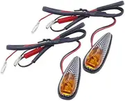 TDR 2pcs Flush Mount Motorcycle LED Turn Signal Amber Light Carbon Indicator Lamp, Universal Fit