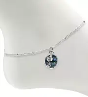 Sealife Theme Seahorse and Abalone Disc Dangle Charm Anklet for Women