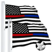 2 PACK: Thin Blue and Red Line Flag 3x5 Ft Embroidered Spun Polyester