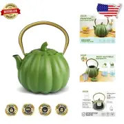 Stovetop Safe 1200 ml Pumpkin Teapot - Durable Iron with Stainless Steel Infuser