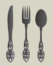 Joanie Stencil French Scroll Swirl Knife Fork Spoon Kitchen Tableware DIY Signs
