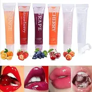 Joyeee 6Pcs Lip Oil Set, Moisturizing Fruity Lip Glow Oil Makeup, Clear Red Pink Rose Orange Waterproof Lip Plumper Gloss, Lipgloss Hydrating Sets for Women, Long-Lasting, Plumping, Lightweight