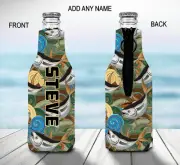 Fish Stubby Holder Zip Up Bottle Cooler Collapsible Personalised Fishing