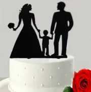 Acrylic Bride Groom And Boy Cake Topper Wedding Cake Top Decoration