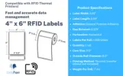 4.0 x 6.0 Thermal Transfer RFID Labels (1 roll of 1,000 labels) EOS 430 M730 EPC
