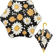 [ODAWA] Cute Daisy Black Kids Umbrellas J Handle Kids Umbrella Easy Open and Close