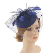 Lady Veil Fascinator Hat Retro Pillbox Hat Feather Cocktail Party Headpieces Hat