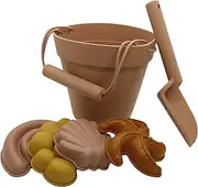 6 Piece Silicone Beach Bucket and Mould Set Toys in Mesh Drawstring Bag (Sand Summer) Perfect for Gift and Summer for Kids
