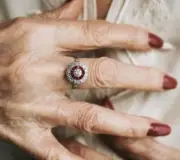 Real 1.31 Ct Round Cut Natural Diamond &Ruby Engagement Ring14K solid White gold