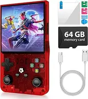 R36 Max Retro Handheld Game Console, Video Game Console with 64G Built-in 18000+ Games, 4000mAh Rechargeable, Support 30+ Simulators, Linux System, 4.0 Inch IPS Screen Portable Pocket Arcade, Red