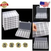 Clear Craft Storage Containers - 8 Pack with 36 Adjustable Grids for Beads