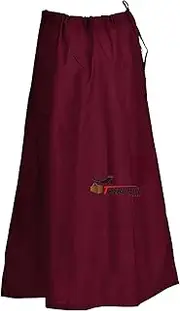 [Third Eye Export] Sari Petticoat Cotton Stitched Adjustable Waist Saree Underskirt Lining Skirt (Regular, Maroon, 41-50 inches), Maroon