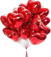 25pcs Heart Shape Foil Mylar Balloons Red 18" for Valentine's Day Birthday Party Decorations, Wedding Decor, Engagement,Holiday (Red)