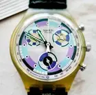 Swatch Chrono Watch 1993 GREENTIC Vintage NIB Case Papers NOS + Collectors Book