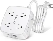 6 Ft Surge Protector Power Strip with 8 Outlets & 4 USB Ports, Flat Plug