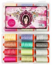 TP50TP12 Tula Pink Premium Collection 50 wt, 12 Colors Aurifil Thread