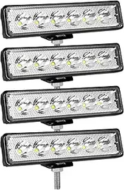 SKYWORLD 4Pcs Single Row Led Light Bar, 6 inch 18W Spot Beam 12V 24V Slim Mini Led Work Driving Lights Fog Lamps Waterproof for Car Off road Truck 4x4 SUV ATV 4WD Tractor Boat, 6000K White