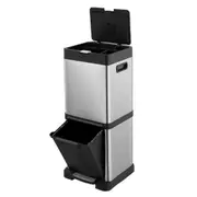 40L Rubbish Bin Dual Compartment Pedal Garbage Can Recycling Trash Waste Stainless Steel Trashcan Soft Closing Lid Kitchen