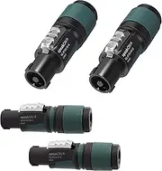 Neutrik NL4FXX-W-S 4-Pole speakON Cable Connector, Green Bushing Screw Terminal Assembly, for Cable Diameters 6 to 12mm