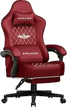 GTRACING Gaming Chair Fabric with Footrest, Big and Tall Game Chair High Back Computer Office Chair with Lumbar Support for Adults, Ergonomic Swivel Games Chair with Pocket Spring Cushion Gaming Red
