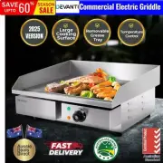 Devanti Commercial Electric Griddle BBQ Grill Pan Hot Plate Stainless 3000W
