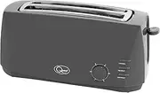 Quest 4 Slice Toaster Grey - Extra Wide Long Slots for Crumpets and Bagels - 6 Settings - Reheat and Defrost