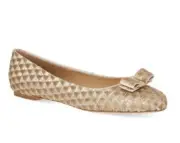 Salvatore Ferragamo Varina Sequin Ballet Flats New Bisque/Luna Fabric Size 7.5