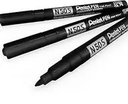 Pentel N50S Fine Permanent Marker – 3.18mm Bullet Tip – Pack of 3 – Black