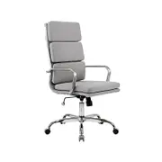 Furb Office Chair Executive High Back Silver Frame Light Grey Fabric