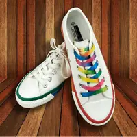 在飛比找蝦皮購物優惠-彩色鞋帶(8mm寬，三種長度)，七彩鞋帶 彩虹鞋帶 運動鞋帶