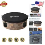 Outdoor Round Fire Pit Cover - 600D Waterproof Protection for Built-in Firepits