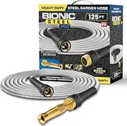 Pro 125 FT Garden Hose with Nozzle, 304 Stainless Steel Metal Water Hose 125Ft, Flexible Hose, Kink Free, Lightweight & Durable, Crush Resistant Fitting, Easy to Coil, 500PSI- 2025 Model