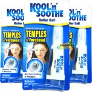 3x Kool n Soothe Roller Ball Instant Cooling & Massage For Temples & Forehead